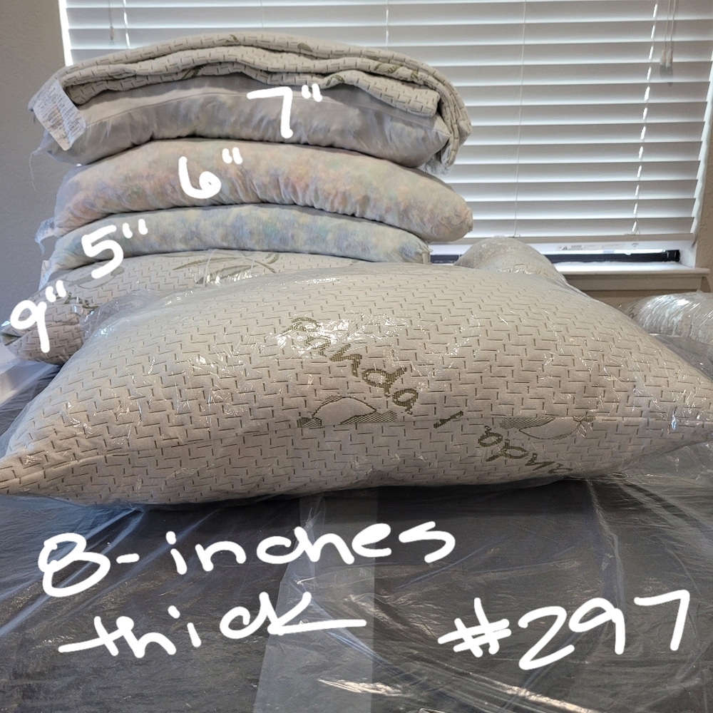 Bamboo #297 Pillow 8" Thick Shredded Memory Foam Semi-Firm Costco - Picture 8 of 16